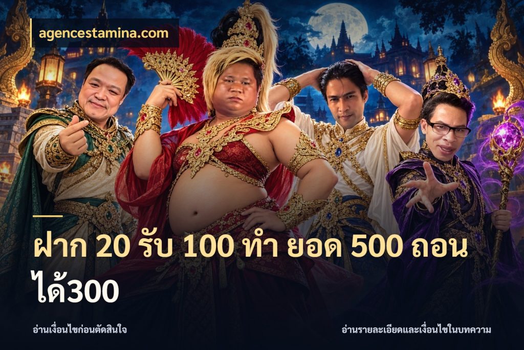 ฝาก 20 รับ 100 ทํา ยอด 500 ถอนได้300 จับคู่โบนัสกับสไตล์เกมที่ชอบ กับ agencestamina.com